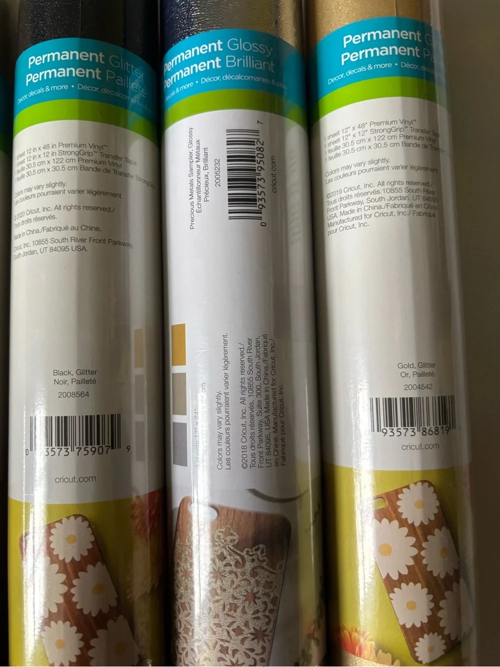 Cricut Premium Vinyl Roll Set - Pink, Black, Gold, Silver
